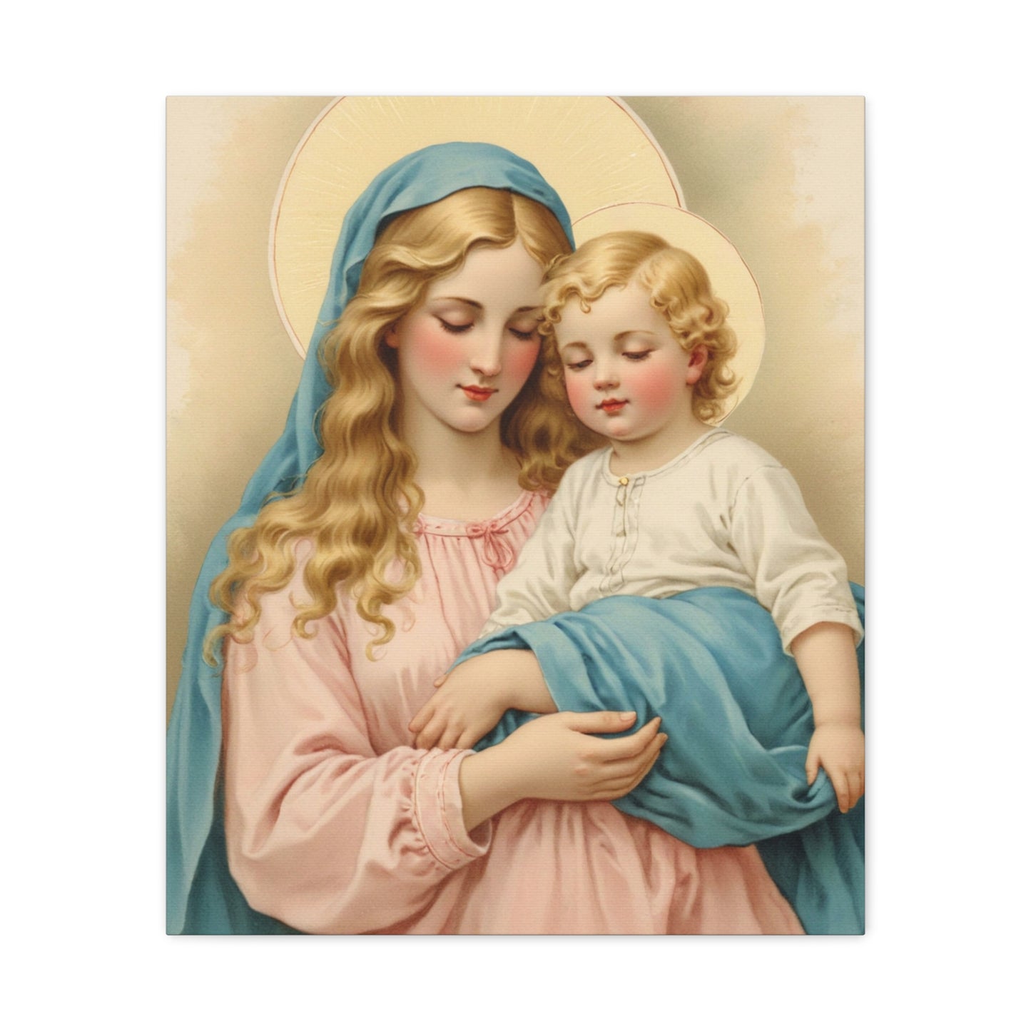 Mother Mary and Baby Jesus Catholic Canvas Wall Art, Christian Decor