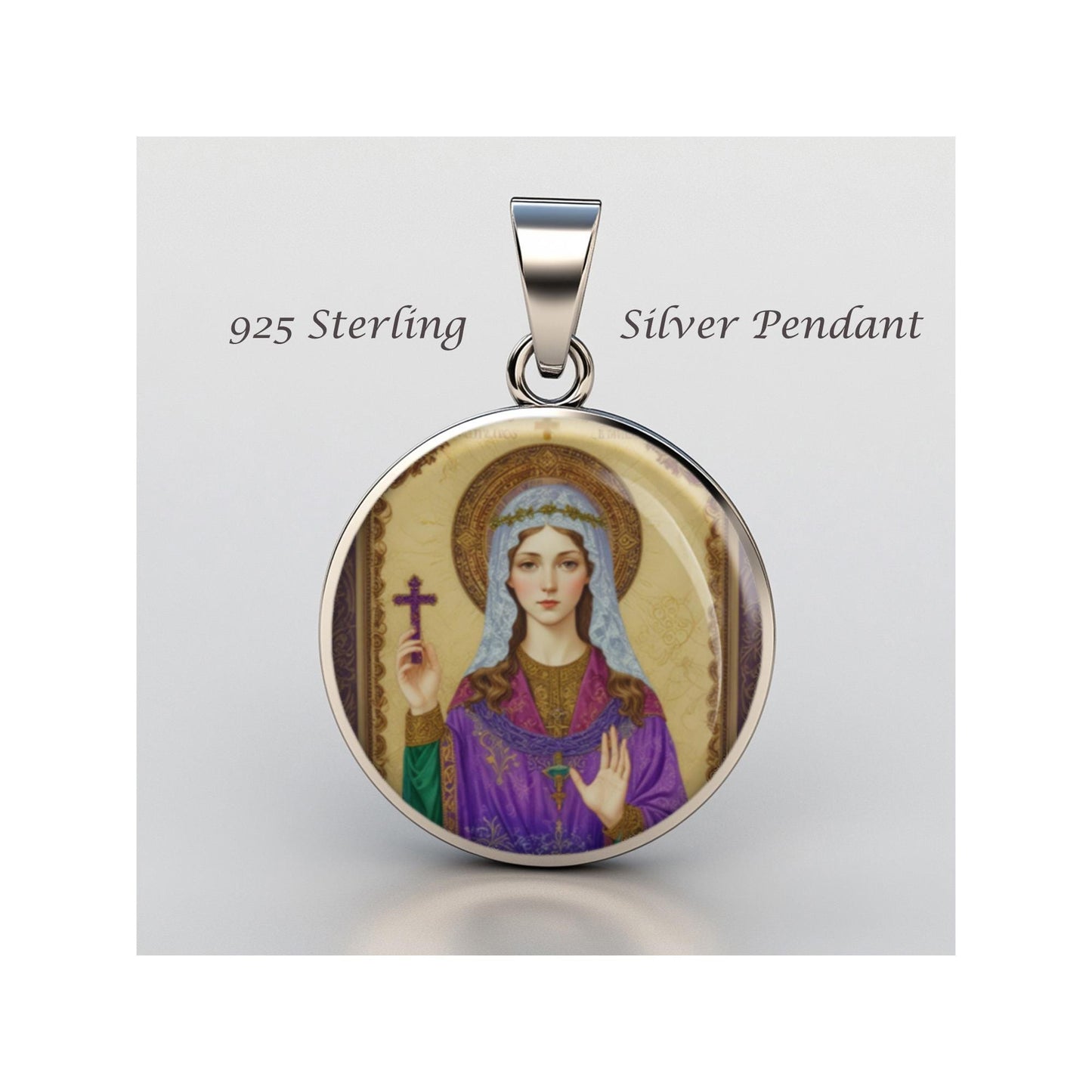 Saint Claudia Religious Christian sterling silver 925 Christian Medal Patron Pendant