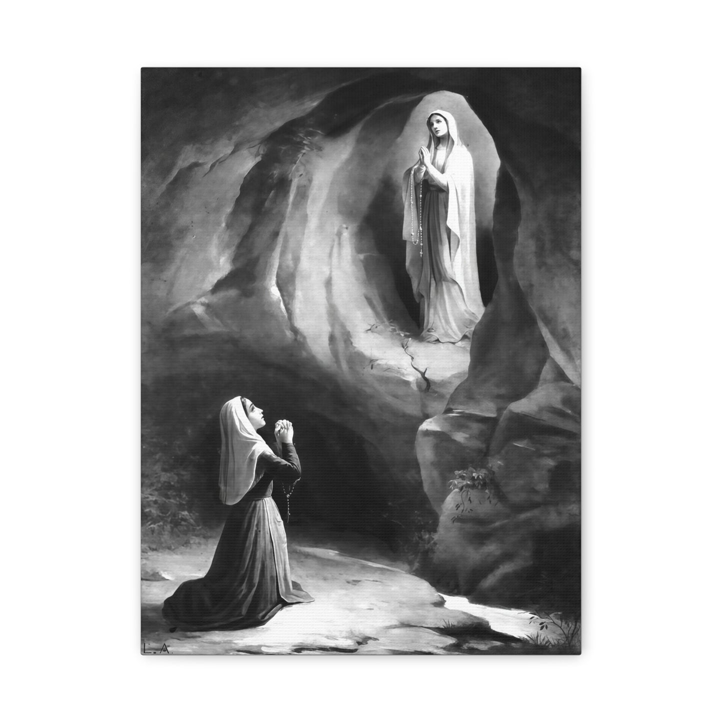 Ready to Hang - Our Lady of Lourdes St. Bernadette Soubirous Catholic Canvas Wall Art, Christian Decor
