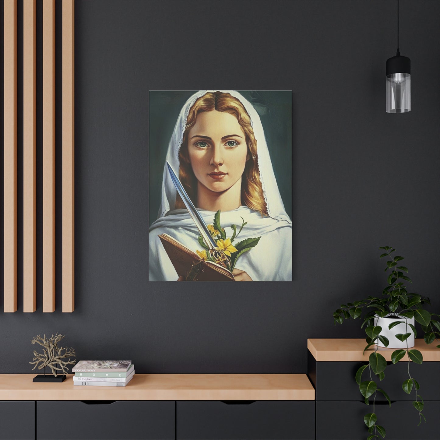 St. Dymphna Catholic Canvas Wall Art, Christian Decor