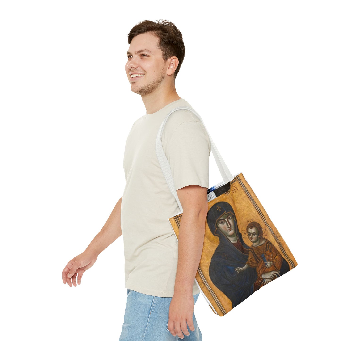 Salus Populi Romani Floral Tote Bag | Catholic Eco-Friendly Shopper | Gift for Spirituality Lovers