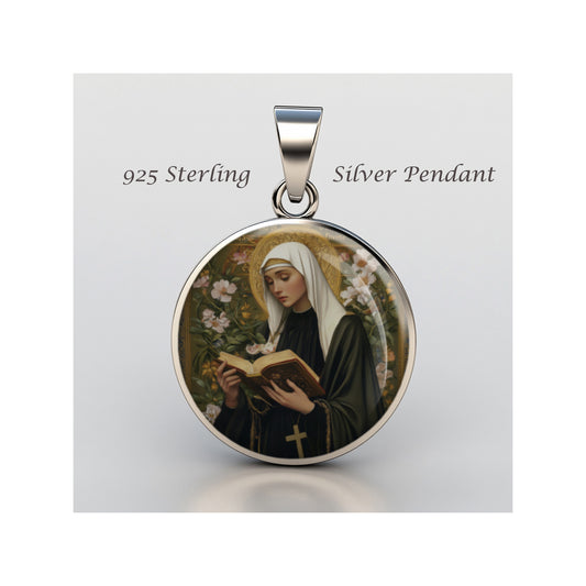 Saint Gertrude The Great Catholic sterling silver 925 Christian Medal Patron image 0
