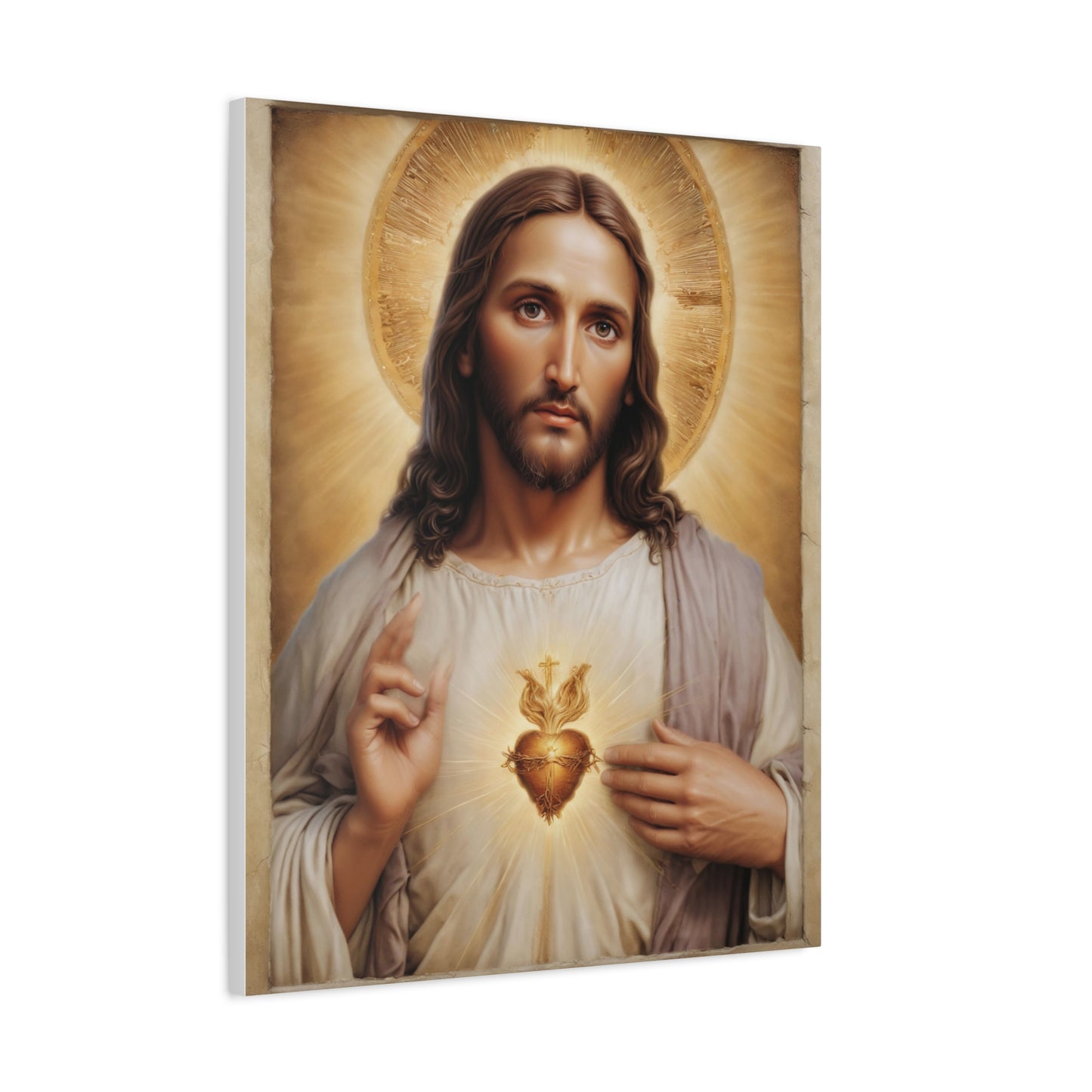 Jesus Christ Sacred Heart Catholic Canvas Wall Art, Christian Decor