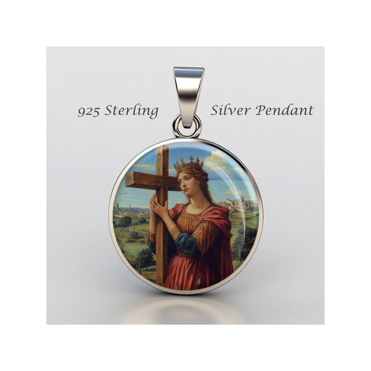 Saint Helena Of Constantinople Catholic sterling silver 925 Christian Medal image 0