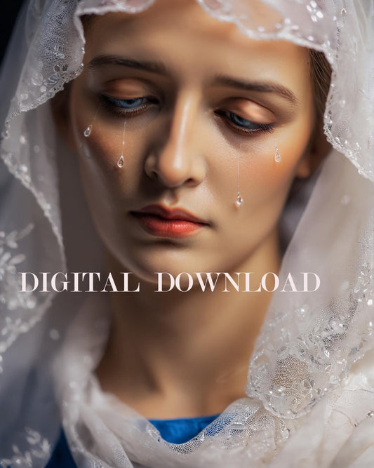 Our Lady Sorrows Tears Religious Art Digital Image Catholic Print image 0