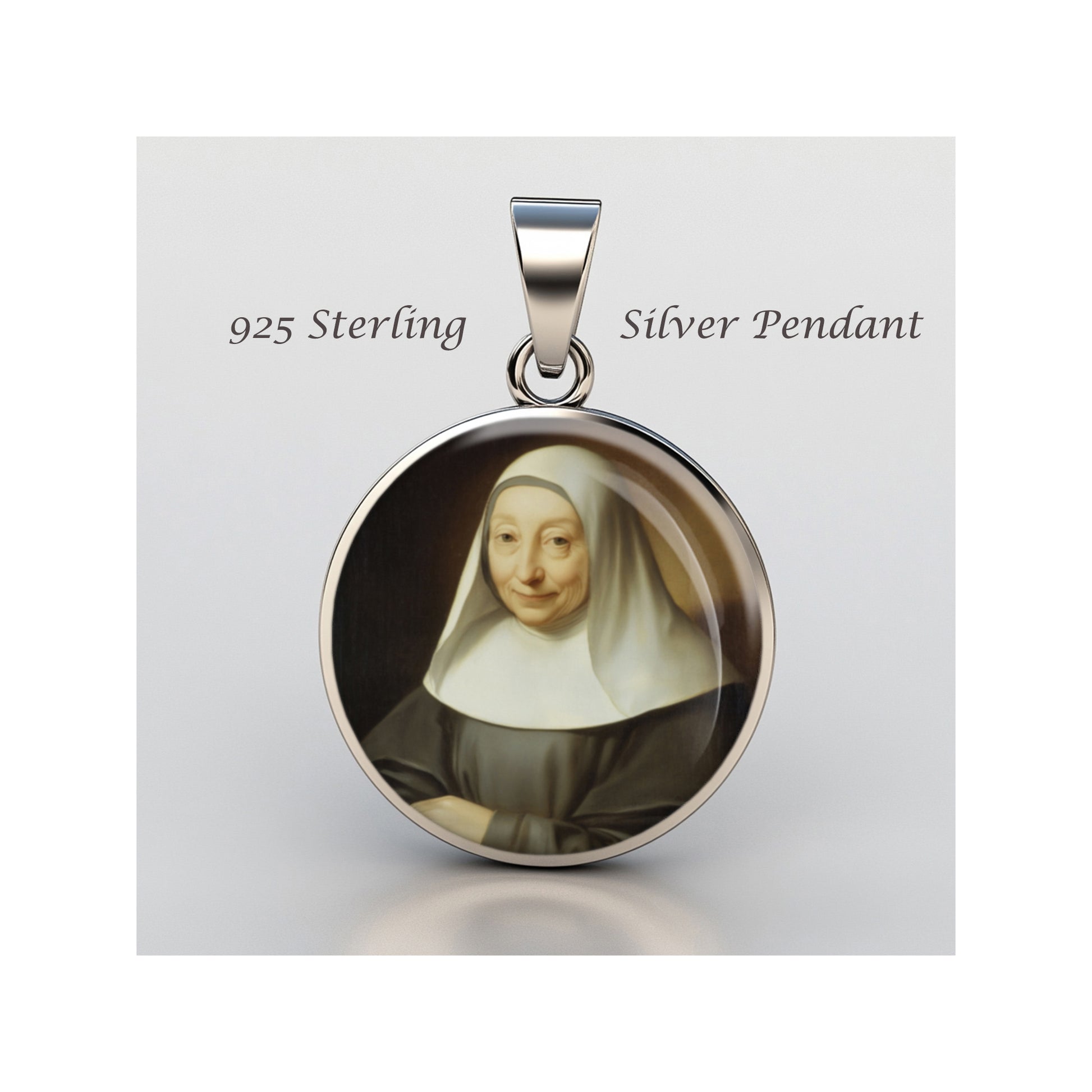 Saint Marie Poussepin Catholic sterling silver 925 Christian Medal Patron image 0