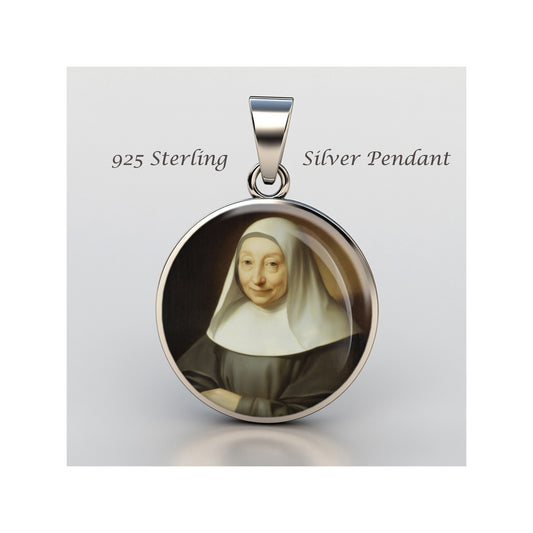 Saint Marie Poussepin Catholic sterling silver 925 Christian Medal Patron image 0