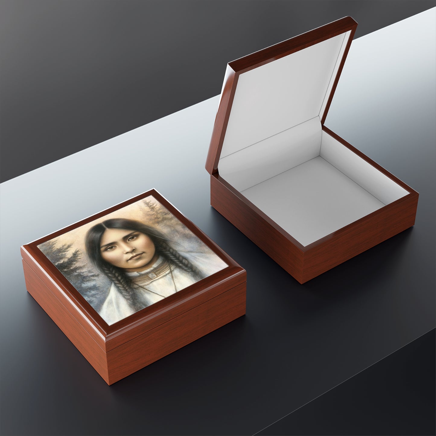 St. Kateri Tekakwitha Jewelry Box, Keepsake Storage, Decorative Box, Catholic Saint Home Decor