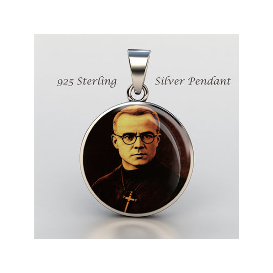 Saint Maximilian Kolbe Catholic sterling silver 925 Christian Medal Patron image 0