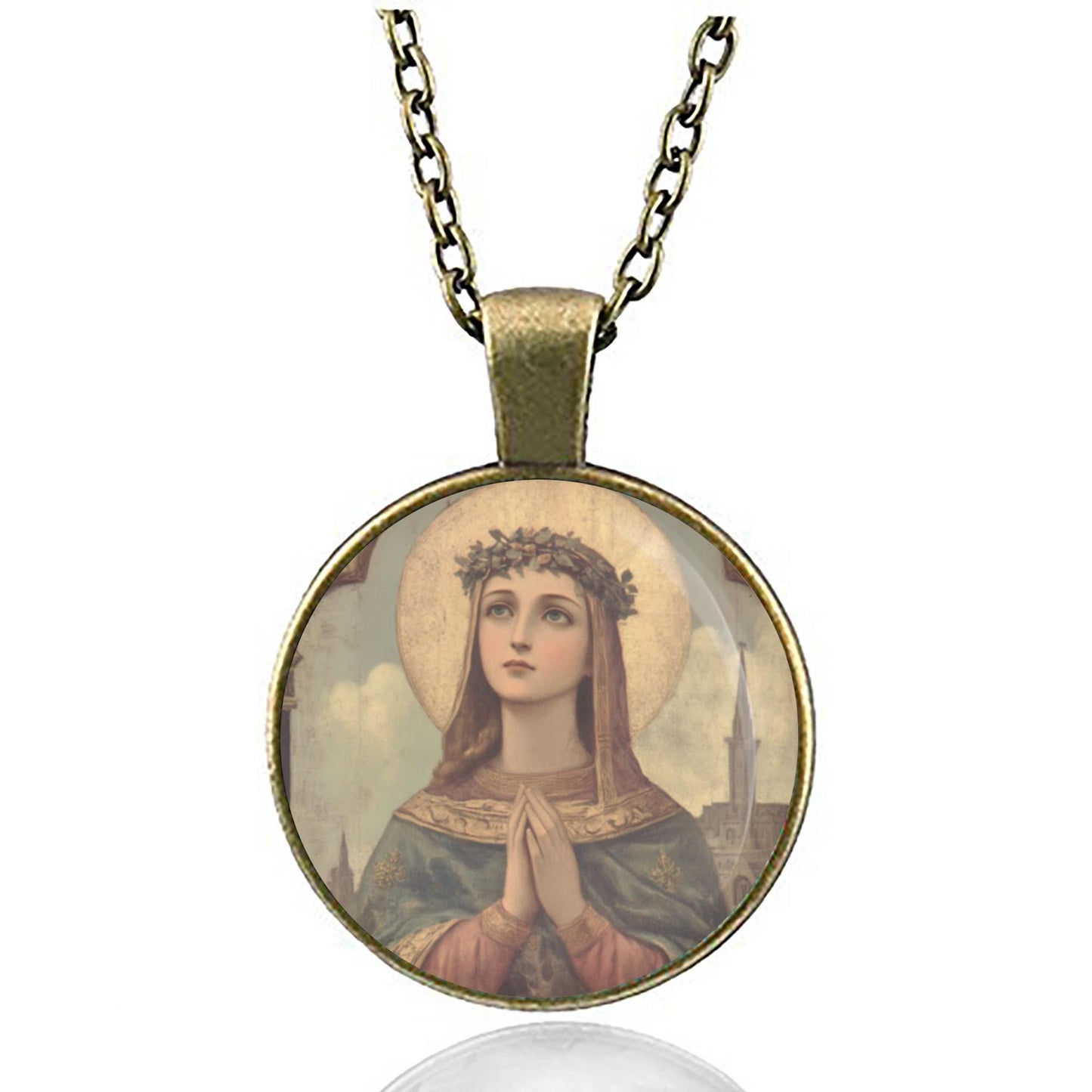 St. Abigail Necklace Pendant Christian. Patron Saint of Bees and Beekeepers Medal