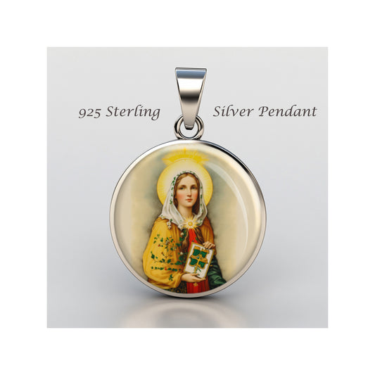 Saint Dymphna Catholic sterling silver 925 Christian Medal Patron Pendant image 0