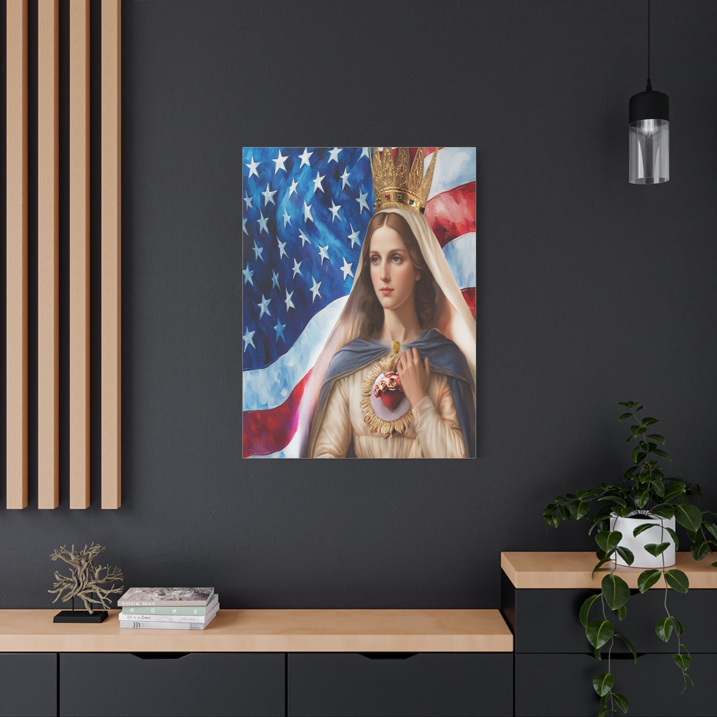 Ready to Hang - Mary Our Lady of America Catholic Canvas Wall Art, Christian Decor