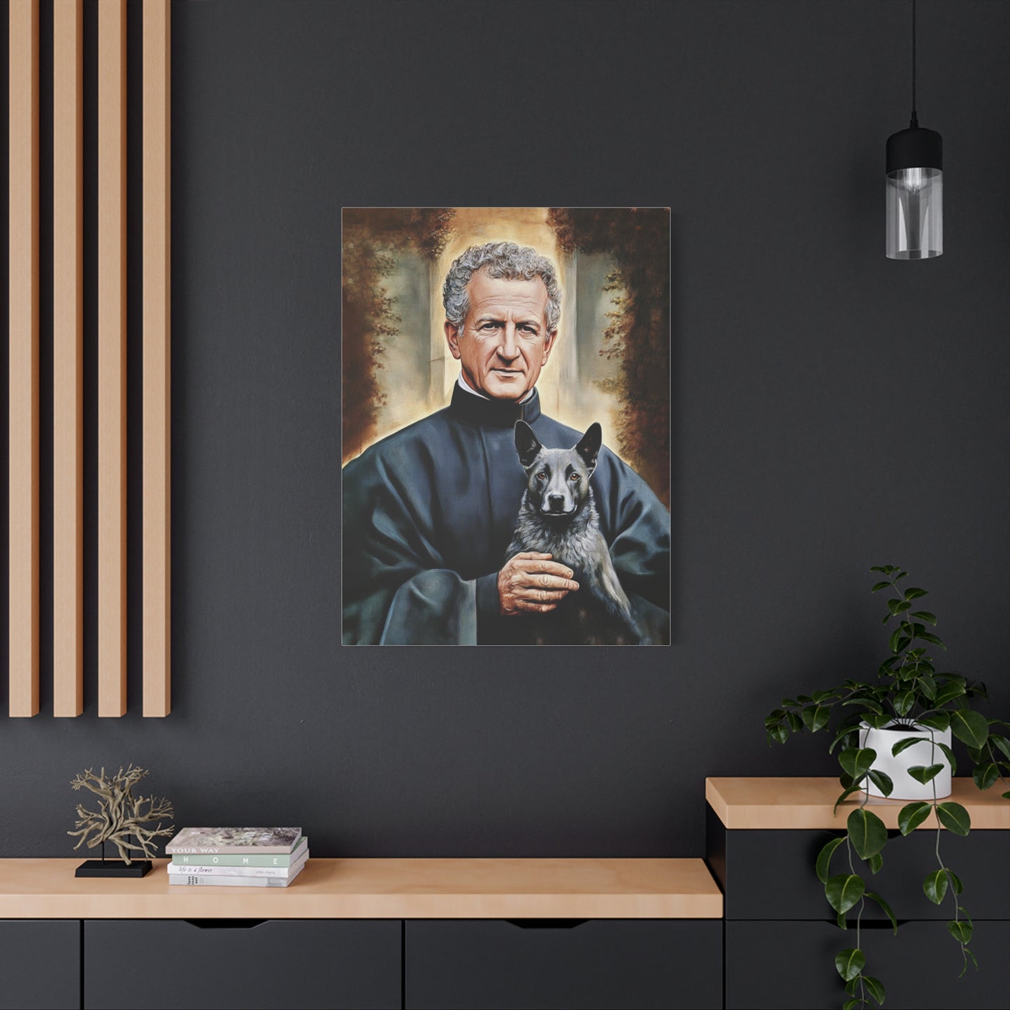 St. John Bosco and Grigio Catholic Canvas Wall Art, Christian Decor