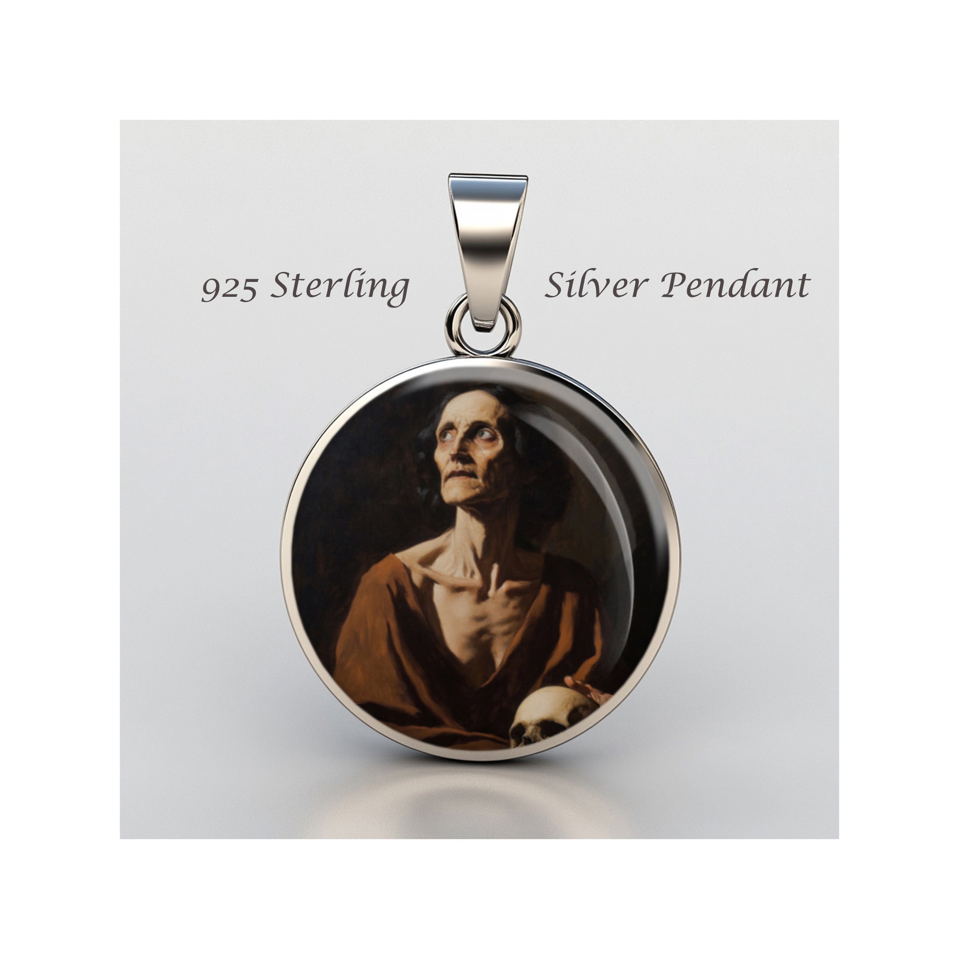 Saint Mary Of Egypt Catholic sterling silver 925 Christian Medal Patron Pendant image 0