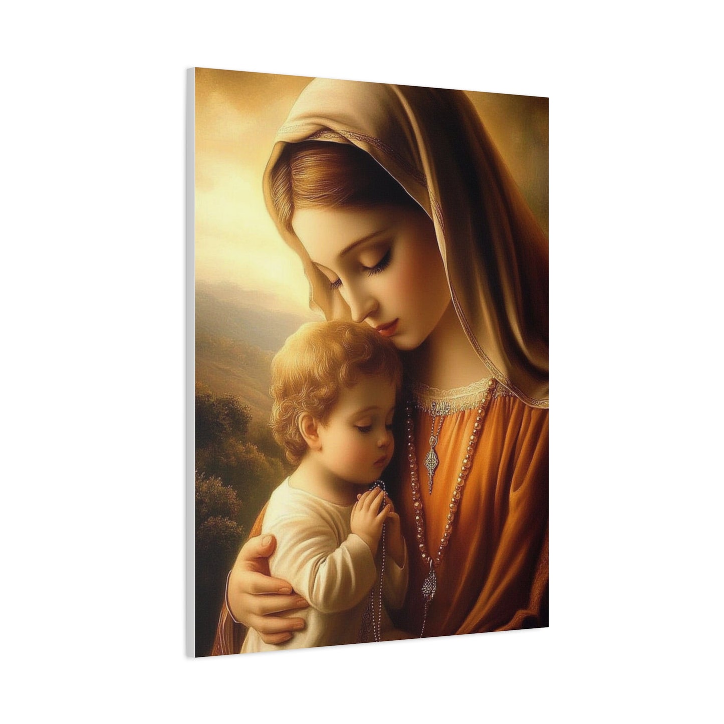 Mother Mary and Baby Jesus Catholic Canvas Wall Art, Christian Decor