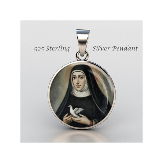 Saint Scholastica Religious Christian sterling silver 925 Christian Medal Patron Pendant