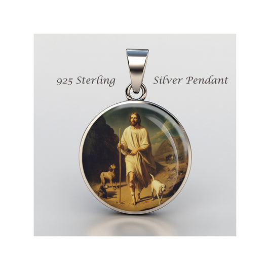 Saint Lazarus Catholic sterling silver 925 Christian Medal Patron Pendant image 0