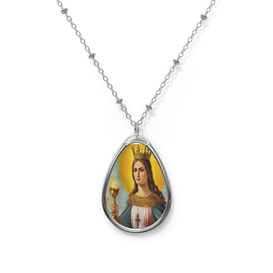 St. Barbara Catholic Necklace Drop Pendant