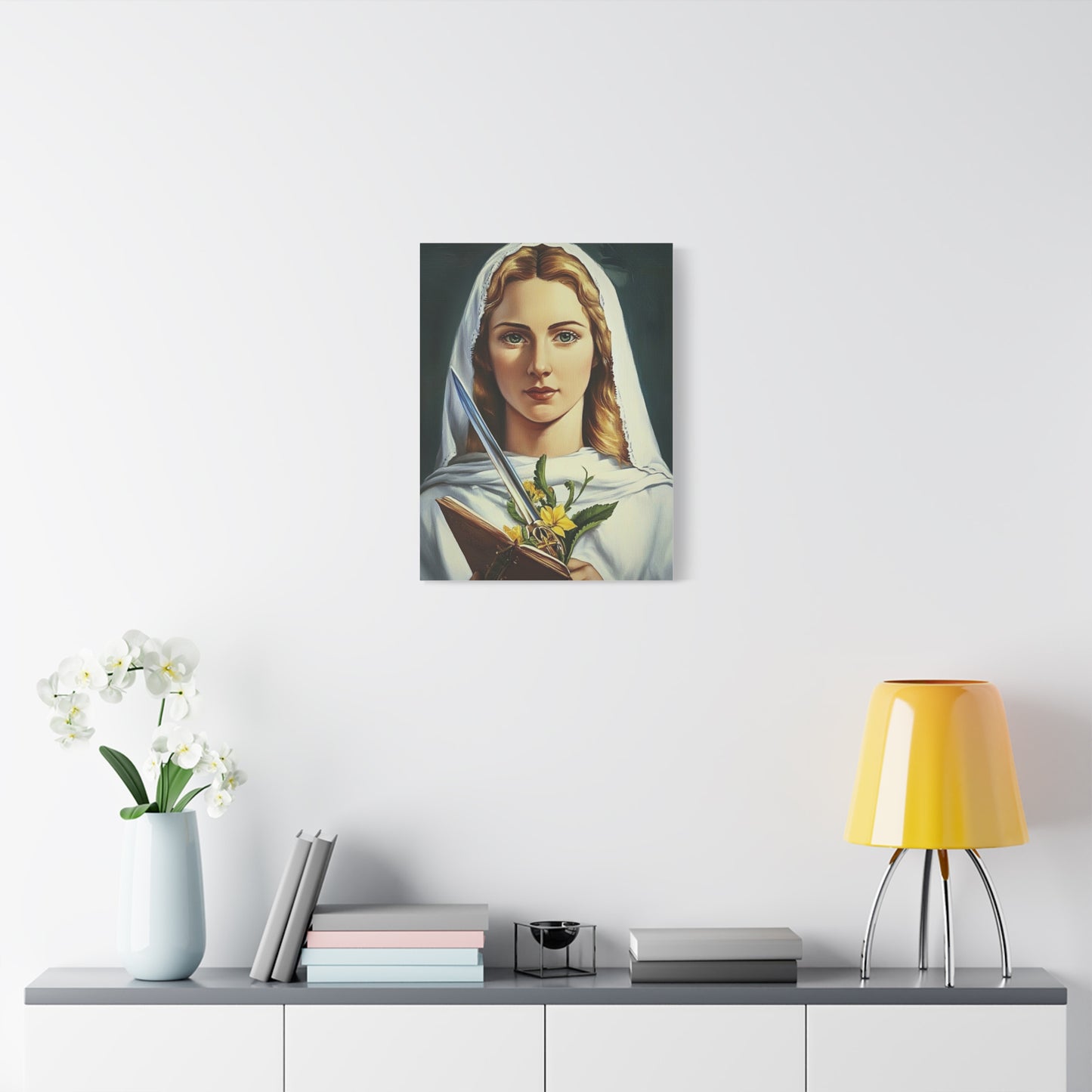 St. Dymphna Catholic Canvas Wall Art, Christian Decor