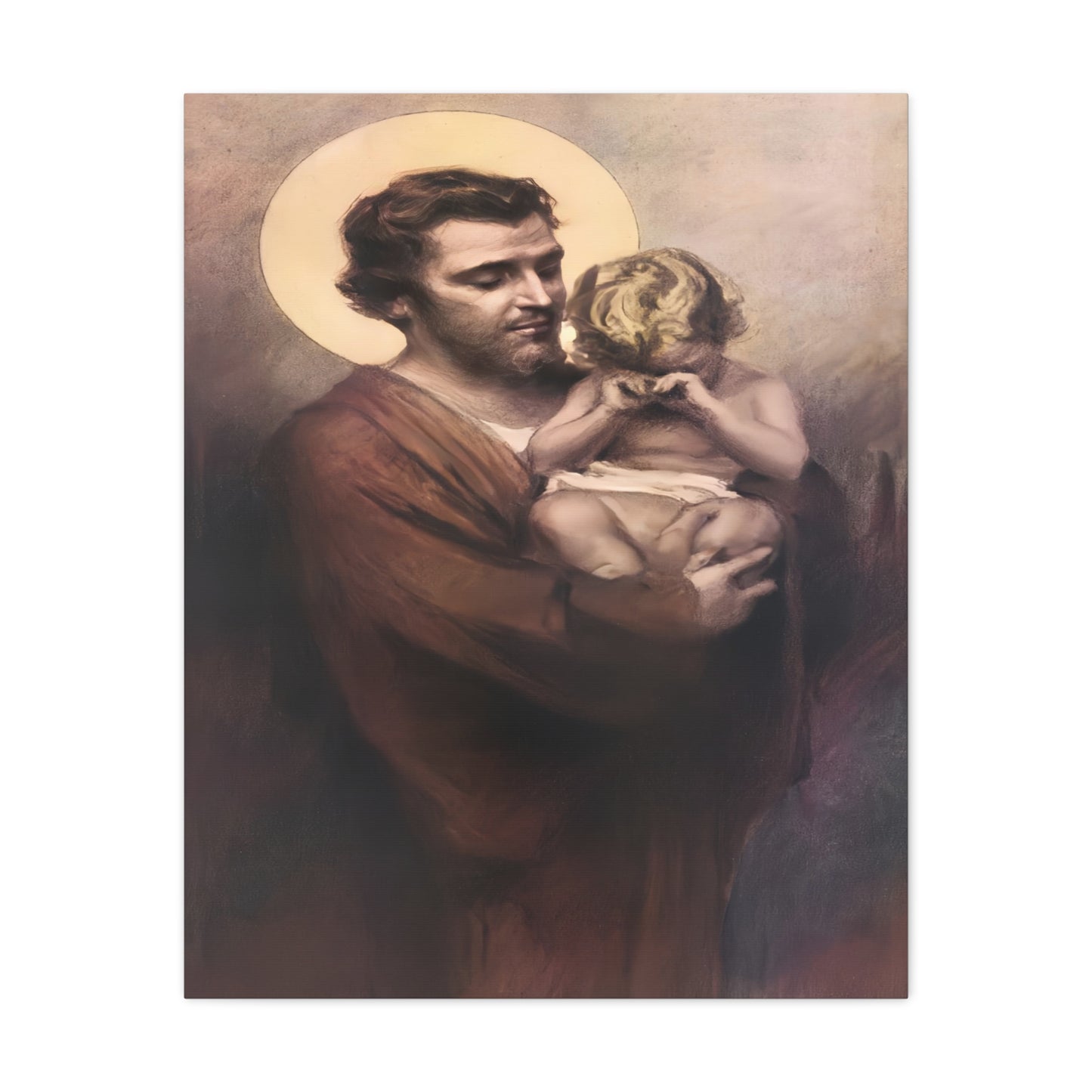 St. Joseph & Child Jesus Crying - Chambers - Catholic Canvas Wall Art, Christian Decor