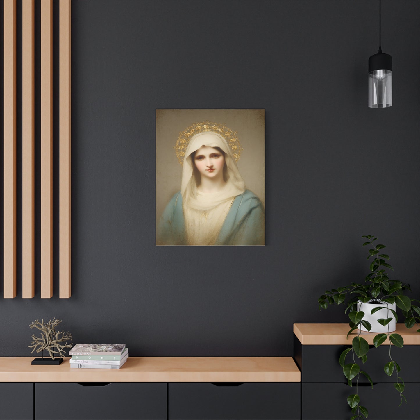 Holy Mother Mary Catholic Canvas Wall Art, Christian Decor