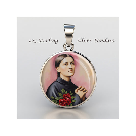 Saint Gemma Galgani Catholic sterling silver 925 Christian Medal Patron Pendant image 0