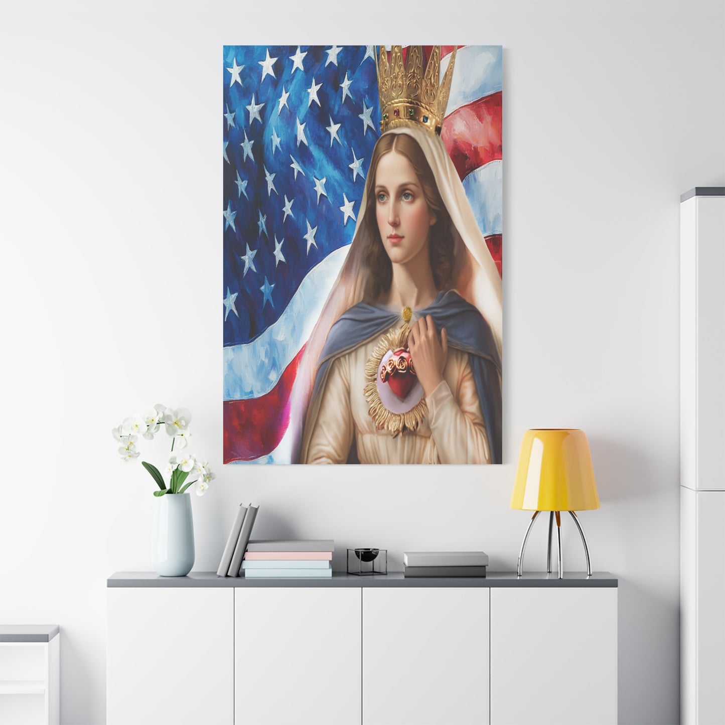 Ready to Hang - Mary Our Lady of America Catholic Canvas Wall Art, Christian Decor