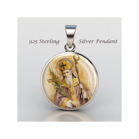 Saint Cornelius Catholic sterling silver 925 Christian Medal Patron Pendant image 0