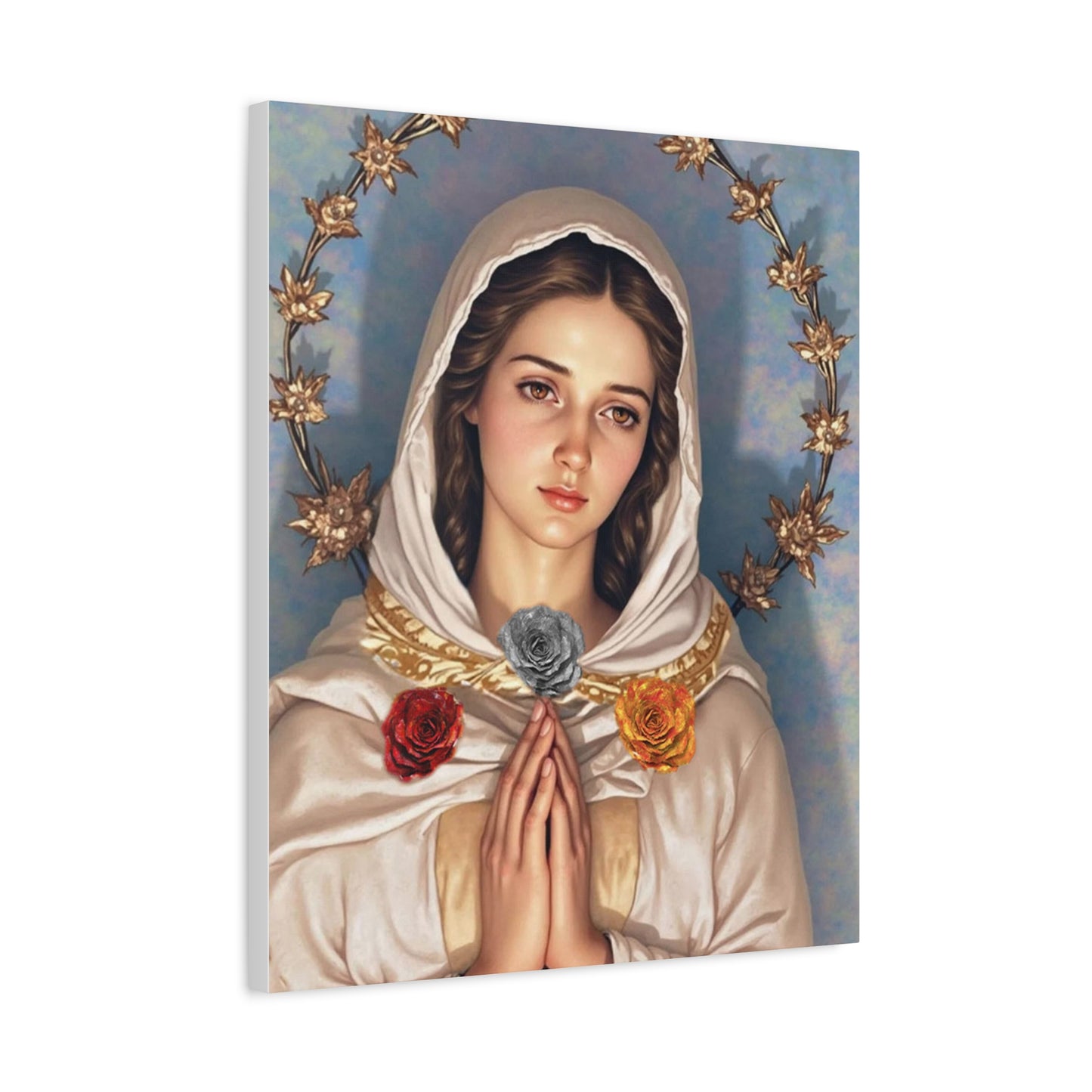Our Lady Mary Rosa Mystica Catholic Canvas Wall Art, Christian Decor