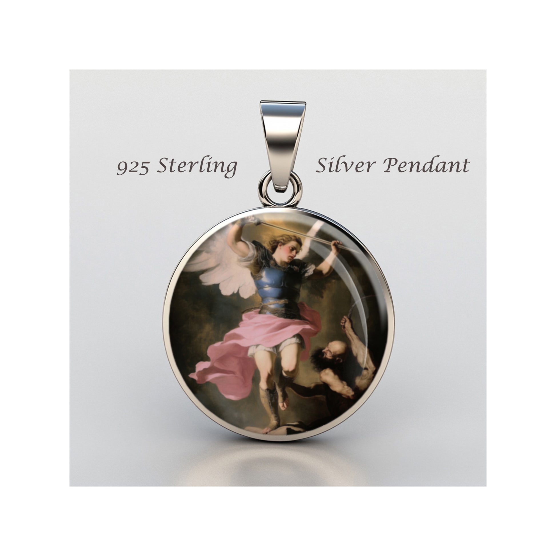 Saint Michael The Archangel Catholic sterling silver 925 Christian Medal Patron image 0