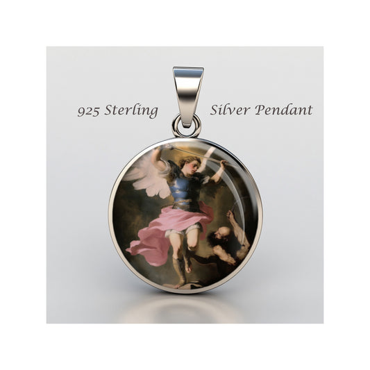 Saint Michael The Archangel Catholic sterling silver 925 Christian Medal Patron image 0