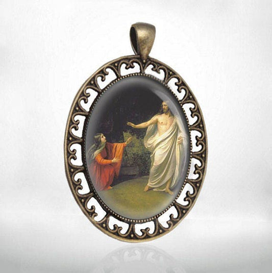St. Mary Magdalene and Jesus Christian Catholic Medal Pendant