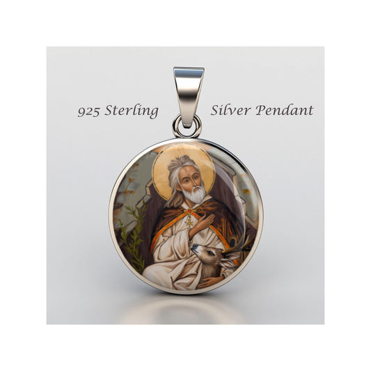 Saint Giles Religious Devotional sterling silver 925 Christian Medal Patron Pendant