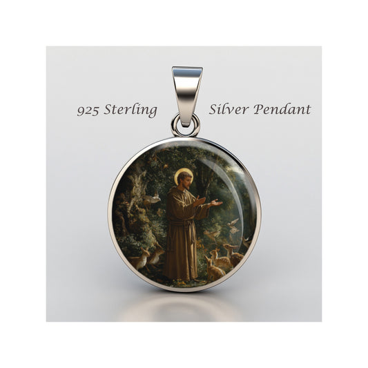 Saint Francis Of Assisi Catholic sterling silver 925 Christian Medal Patron image 0