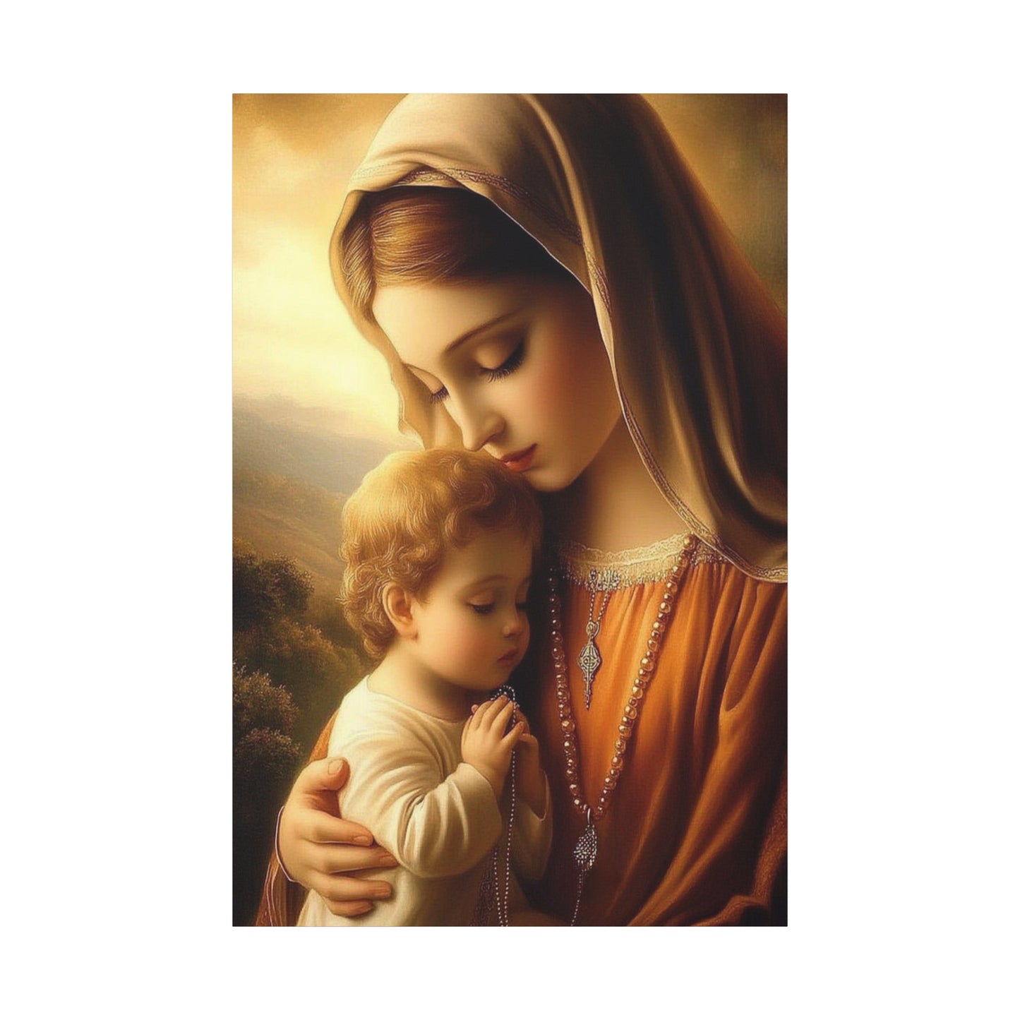 Mother Mary and Baby Jesus Catholic Canvas Wall Art, Christian Decor