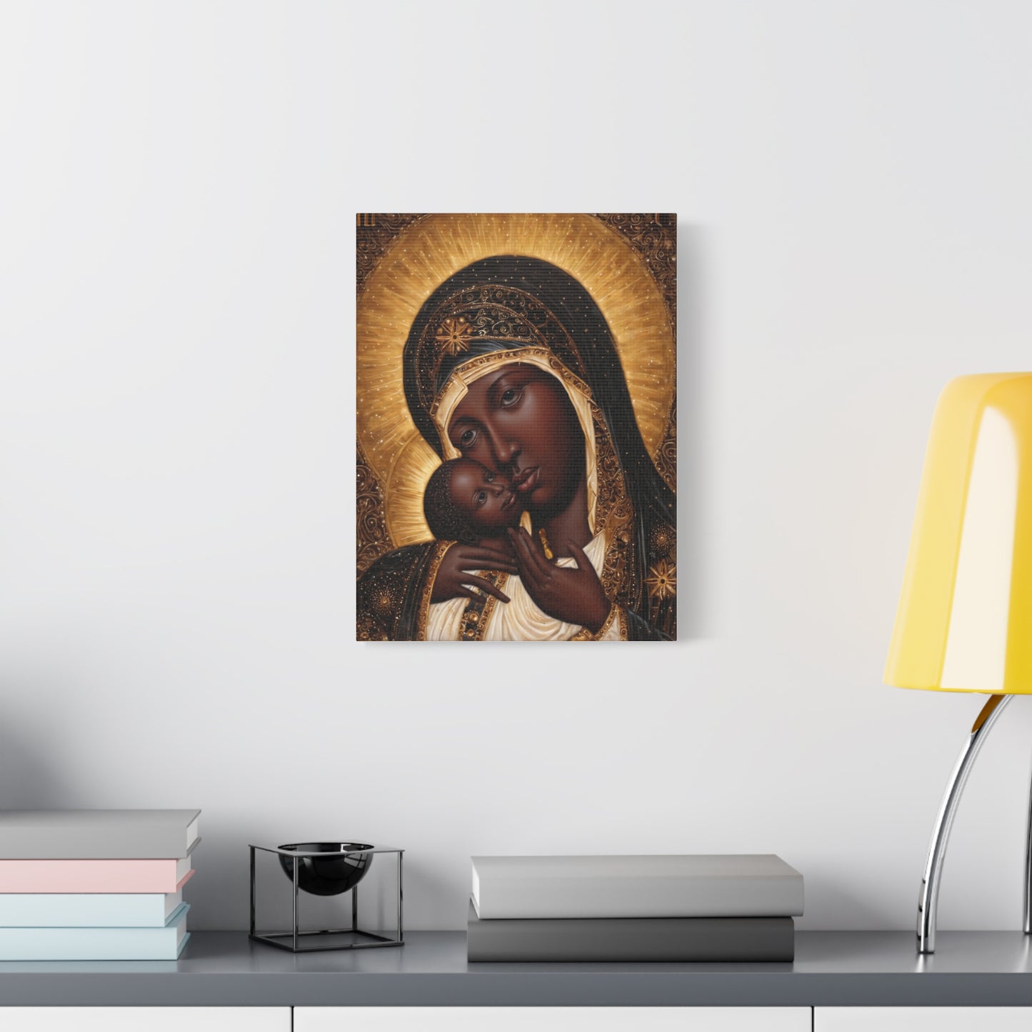 Black Madonna African Mother Mary Catholic Canvas Wall Art, Christian Decor