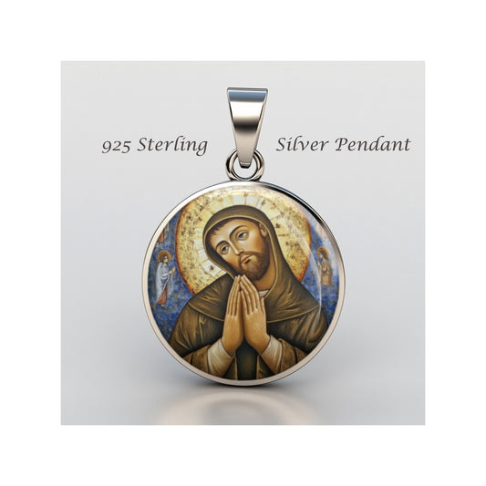 Saint Francis Of Assisi Catholic sterling silver 925 Christian Medal Patron image 0