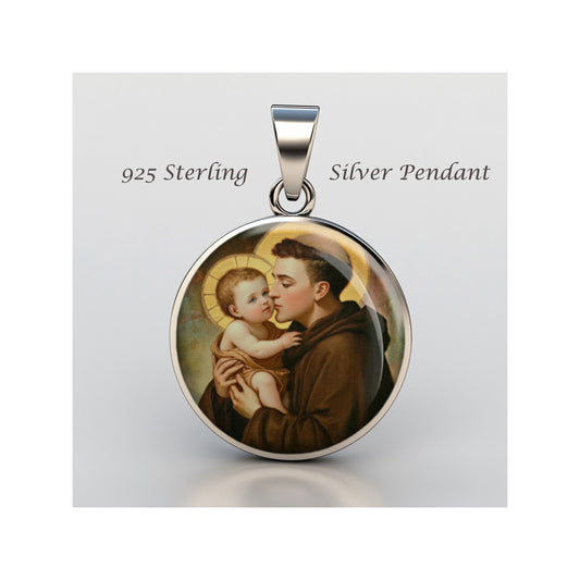 Saint Anthony Of Padua Catholic sterling silver 925 Christian Medal Patron image 0