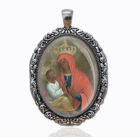 Our Lady of Chelm Black Madonna -  Catholic Medal Pendant Jewelry