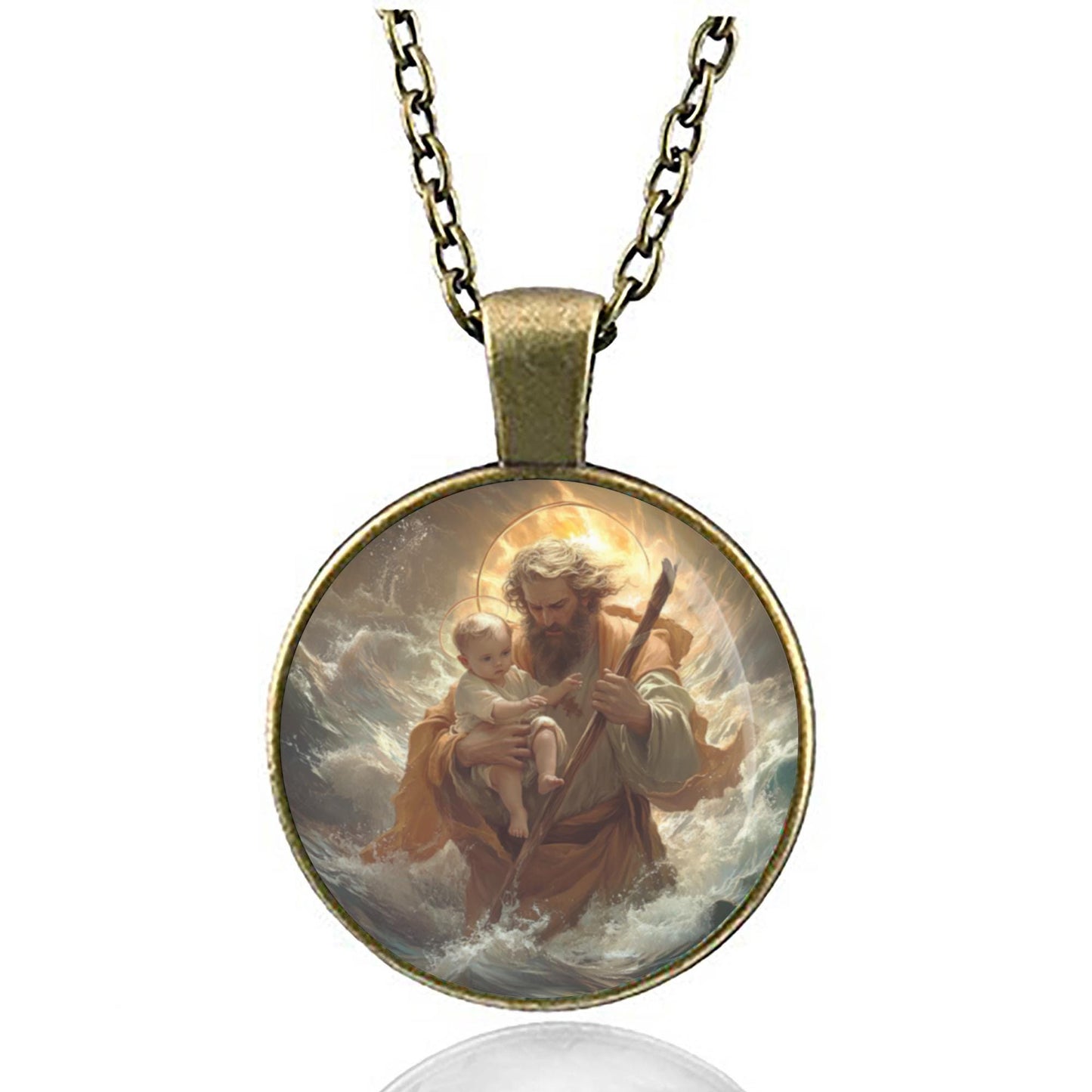 St. Christopher Catholic Medal Pendant Necklace