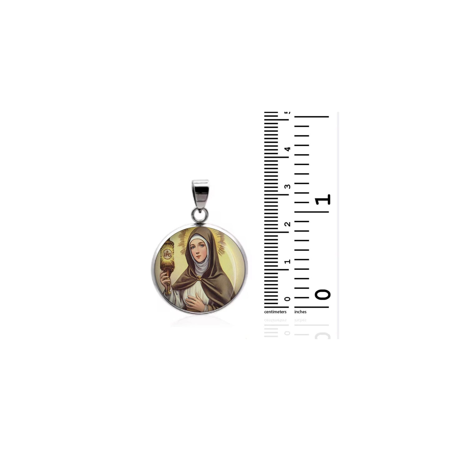 Saint Clare Religious Christian sterling silver 925 Christian Medal Patron Pendant