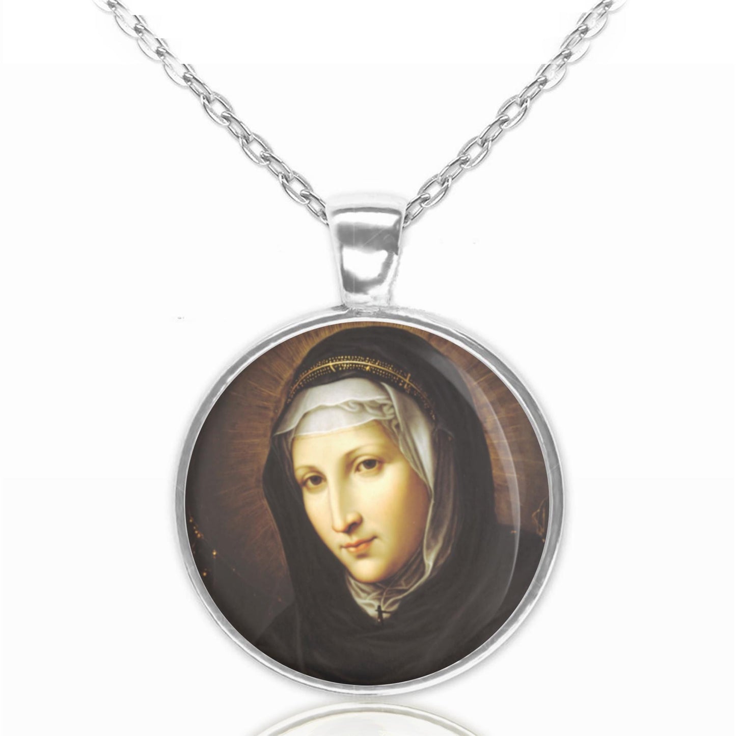 St. Catherine of Genoa Pendant Medal – Catholic Necklace for Sale | Handmade Religious Jewelry