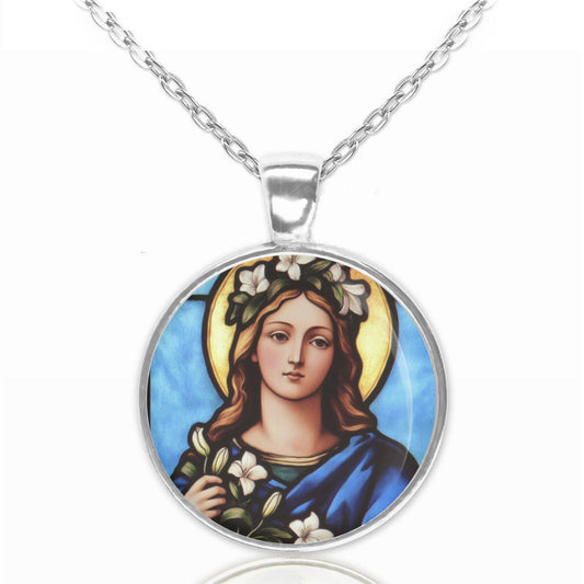 St. Rosalia of Palermo Catholic Necklace Religious Jewelry Patron Saint Medal Pendant