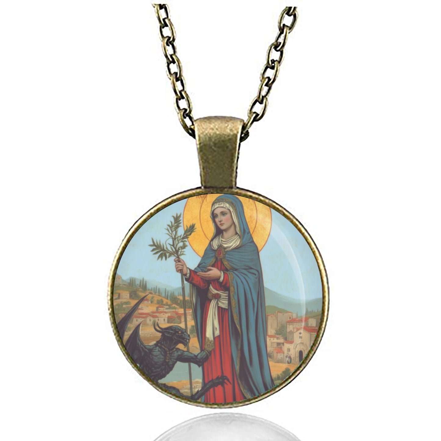 St. Margaret of Antioch Necklace Christian Medal Pendant
