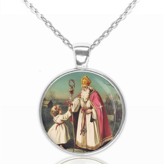Saint Nicholas Necklace. Nikolaos of Myra Religious Jewelry Medal