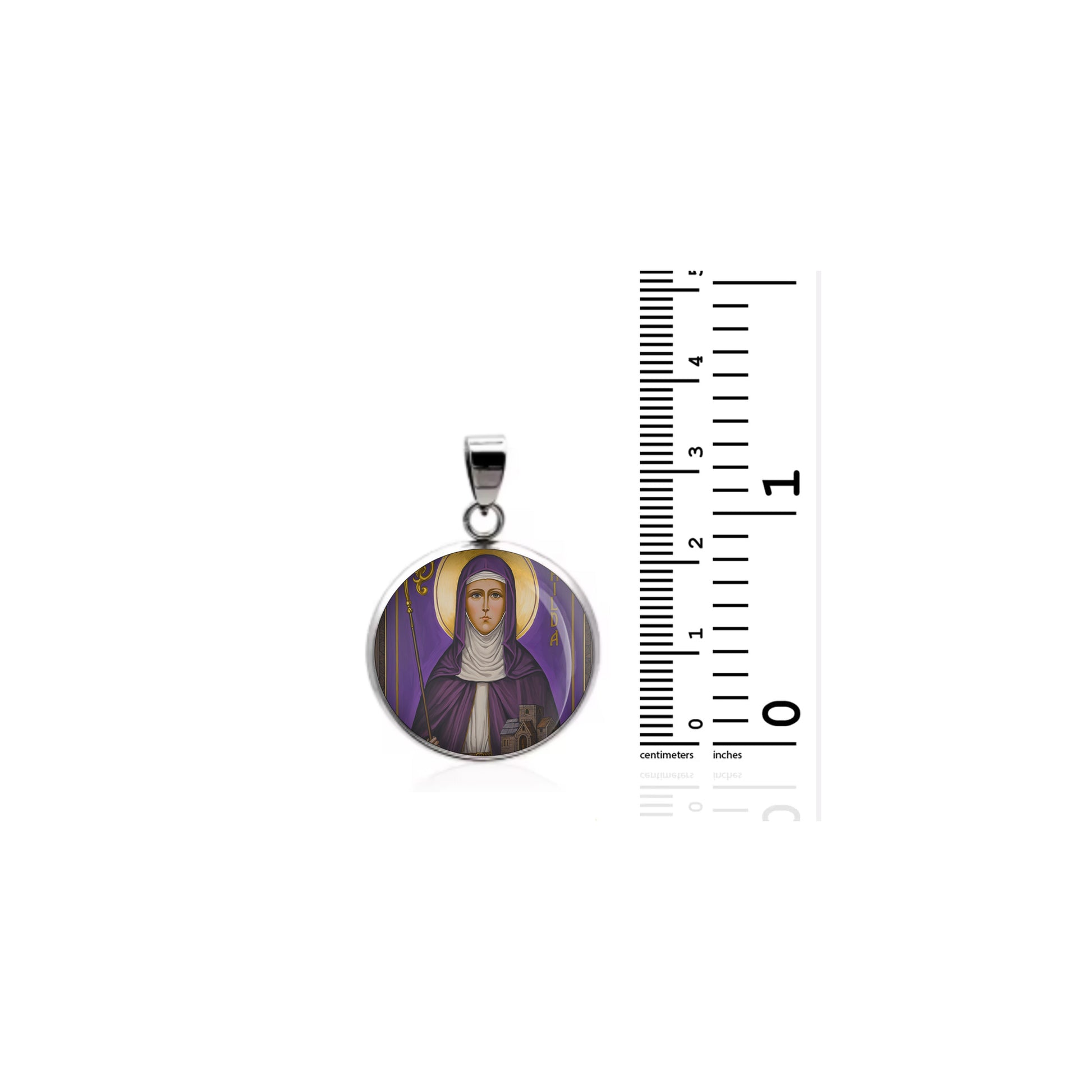 Saint Hilda Catholic sterling silver 925 Christian Medal Patron Pendant image 1