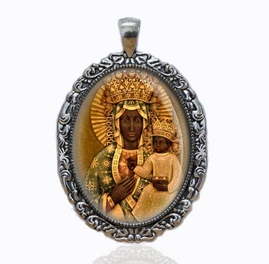 Our Lady of Czestochowa Black Madonna -  Catholic Medal Pendant Jewelry