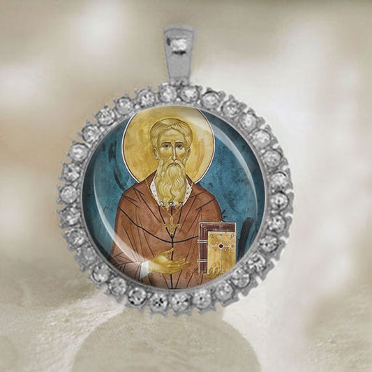 St Cuthbert Medal Catholic Patron Religious Silver Pendant Handmade NEW