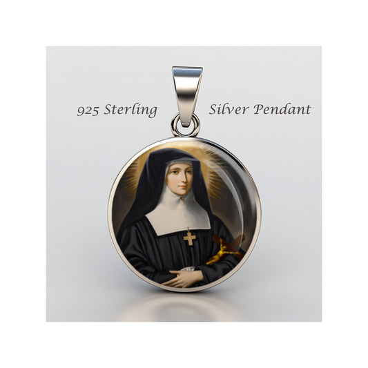 Saint Jane Frances De Chantal Catholic sterling silver 925 Christian Medal image 0