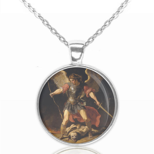 Saint Michael the Archangel and Demon Necklace Pendant